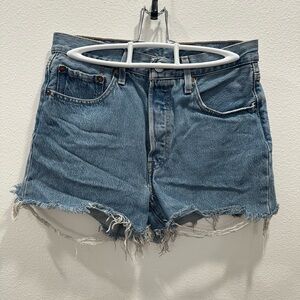 Levi’s 501 Denim Blue Women's Frayed cut off Shorts 26